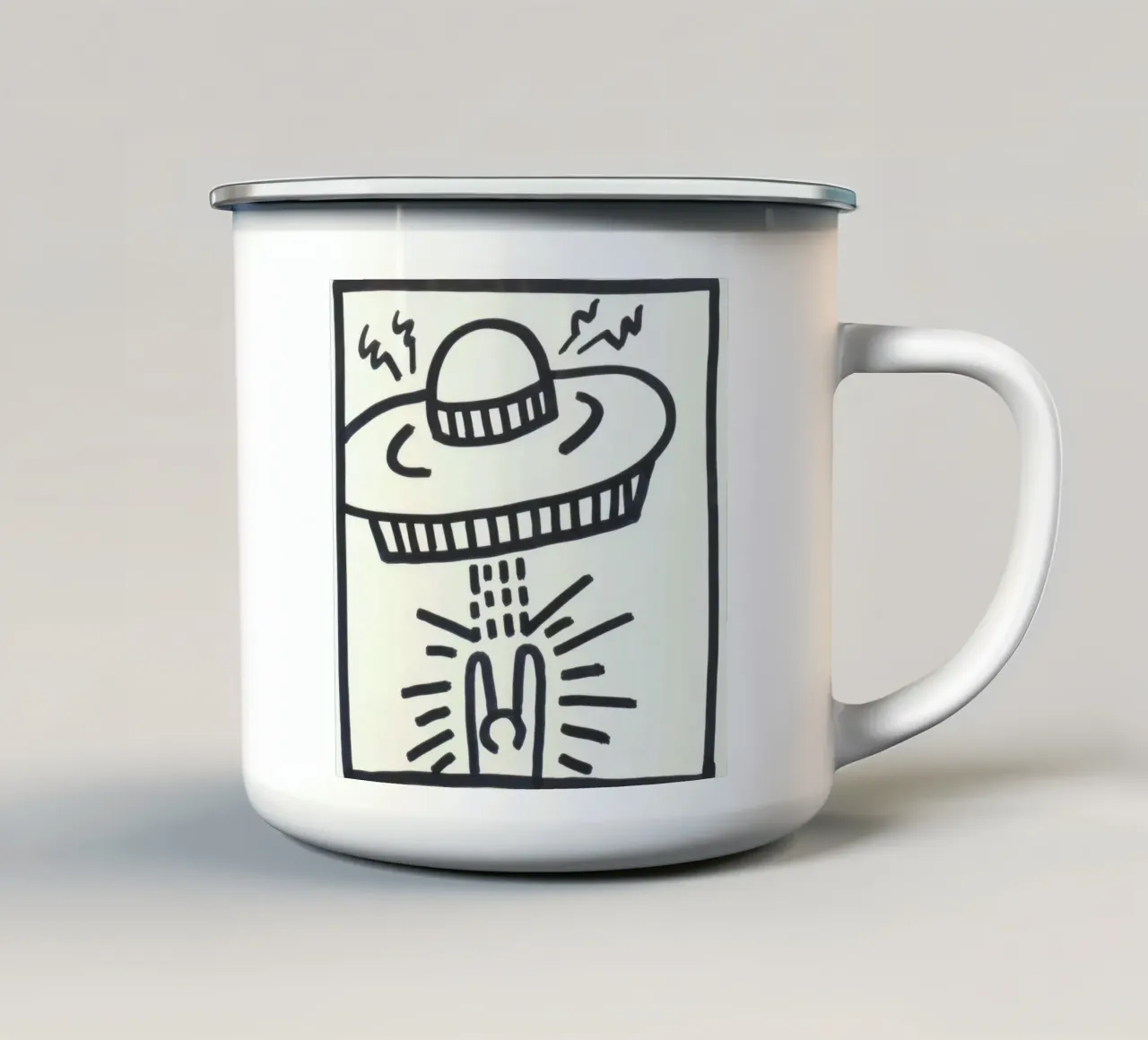 Poster alieno Pop Art "Senza titolo" di Keith Haring tazza in smalto da ClubArt