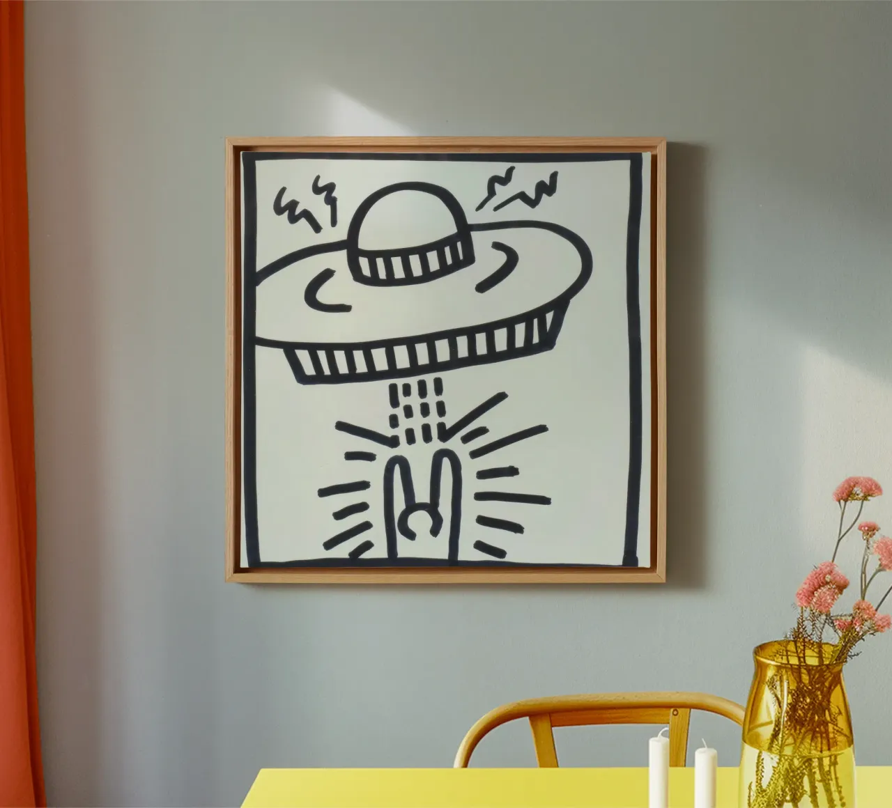 Keith Haring "Zonder titel" Pop Art Vreemdeling Poster canvas met Baklijst van ClubArt