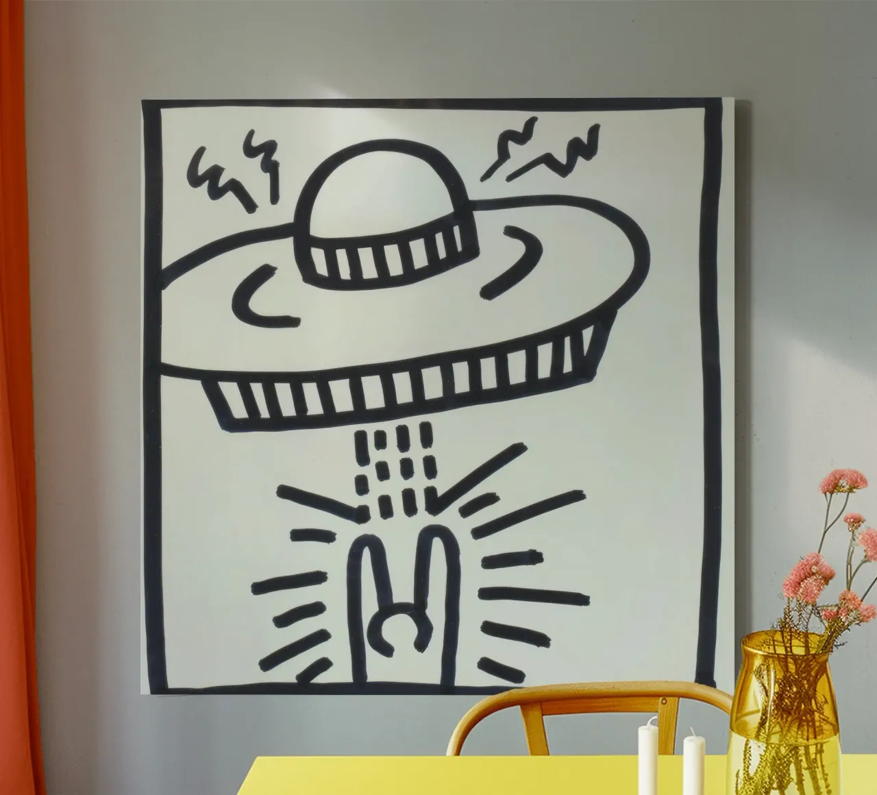 Keith Haring "Zonder titel" Pop Art Vreemdeling Poster canvas met Baklijst van ClubArt