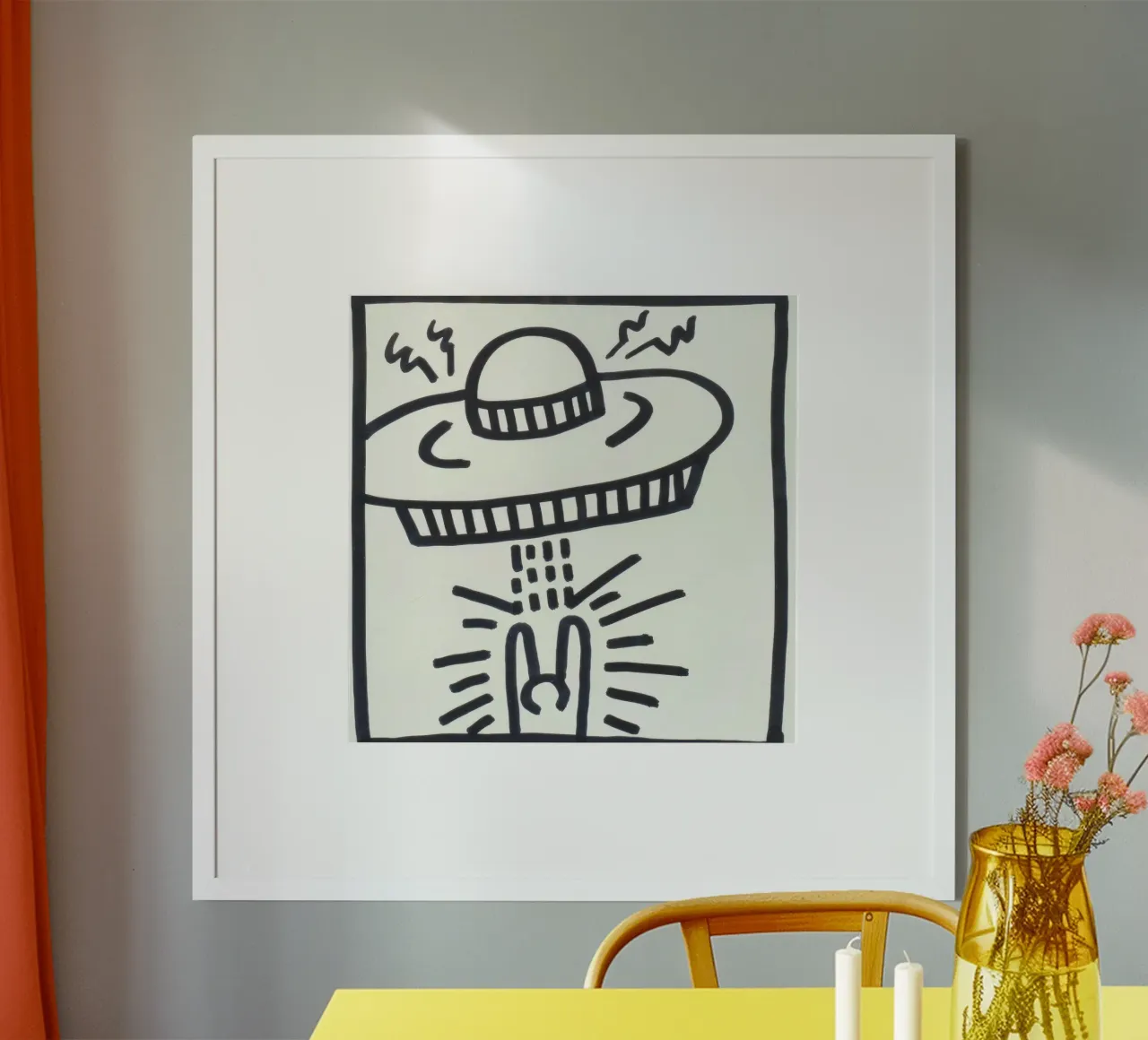 Poster alieno Pop Art "Senza titolo" di Keith Haring poster con telaio in plastica da ClubArt