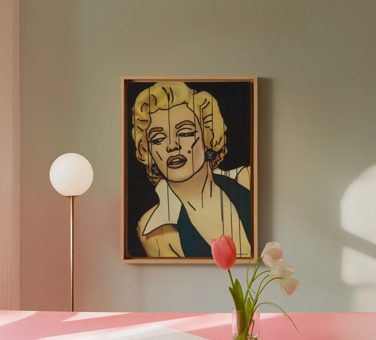 Poster con ritratto Pop Art di Keith Haring "Marilyn tela con Cornice a cassetta da ClubArt
