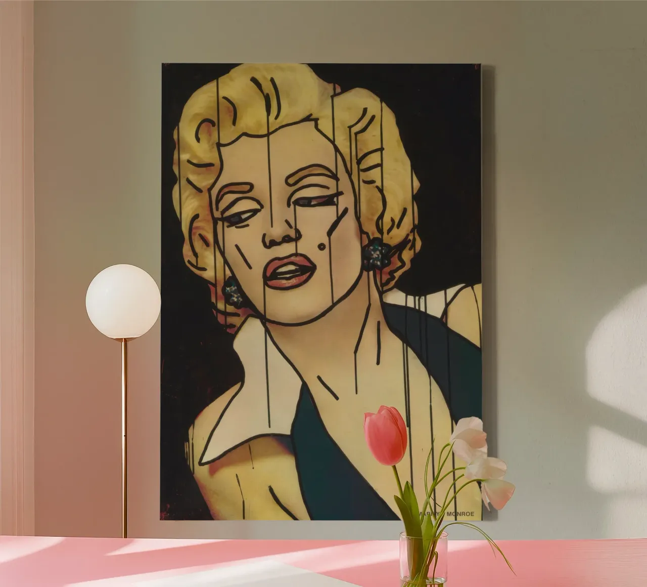 Poster con ritratto Pop Art di Keith Haring "Marilyn tela con Cornice a cassetta da ClubArt