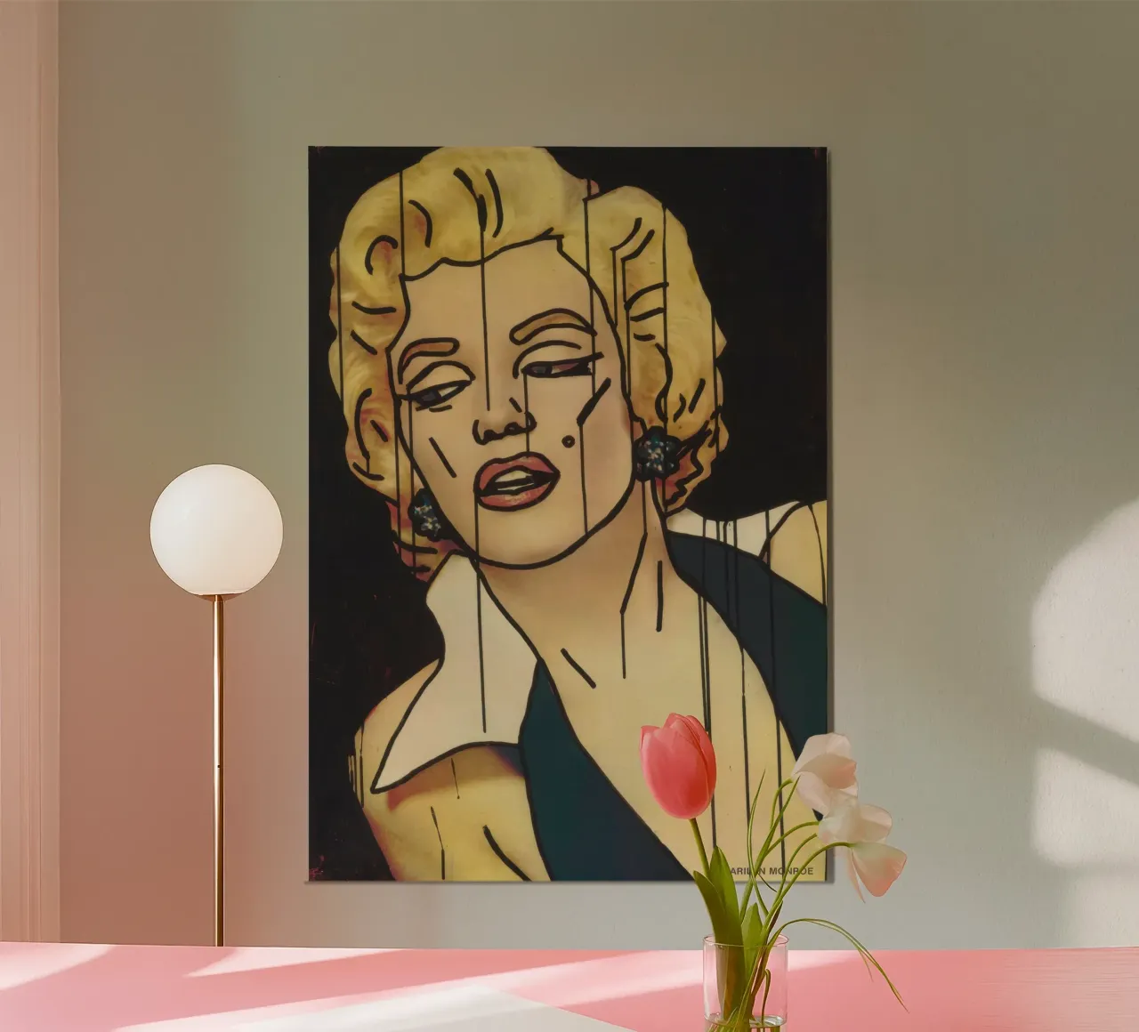 Keith Haring "Marilyn" Pop Art Portrait Poster Poster mit Aluminium Rahmen von ClubArt