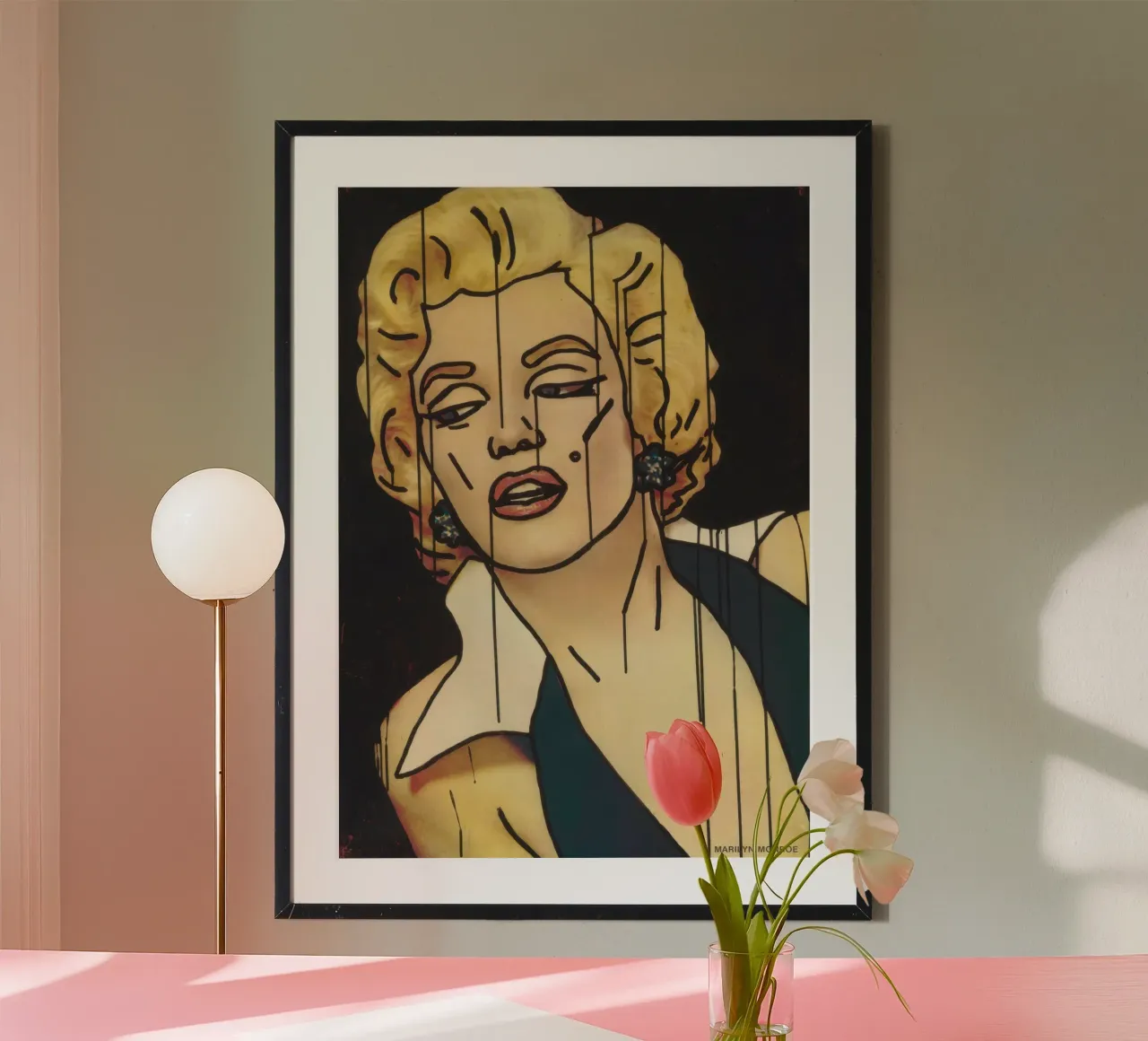 Keith Haring "Marilyn" Pop Art Portrait Poster Poster mit Aluminium Rahmen von ClubArt