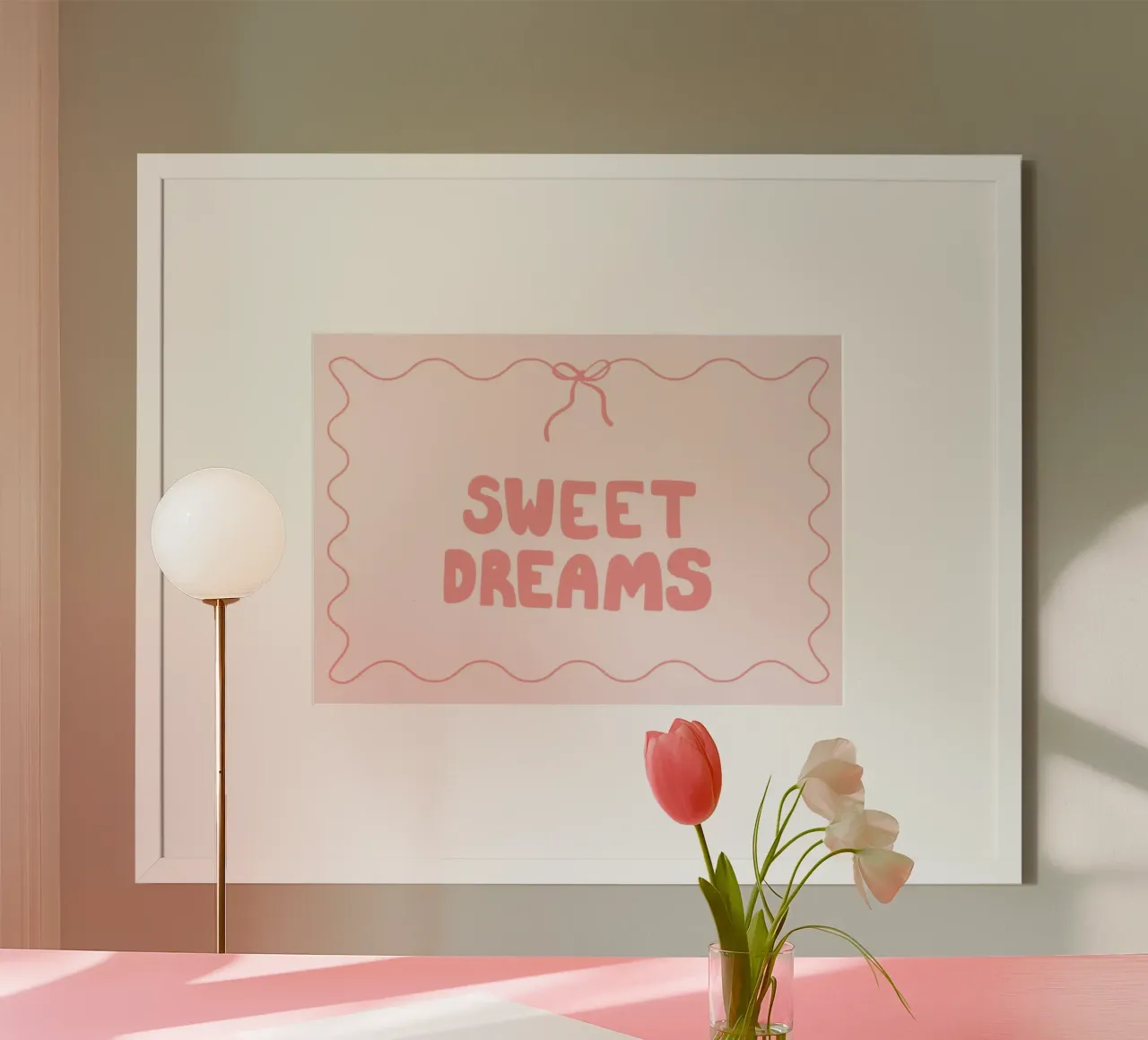 Stampa d'arte con citazione "Sweet Dreams", Soft Pink Decor poster da vintagepod