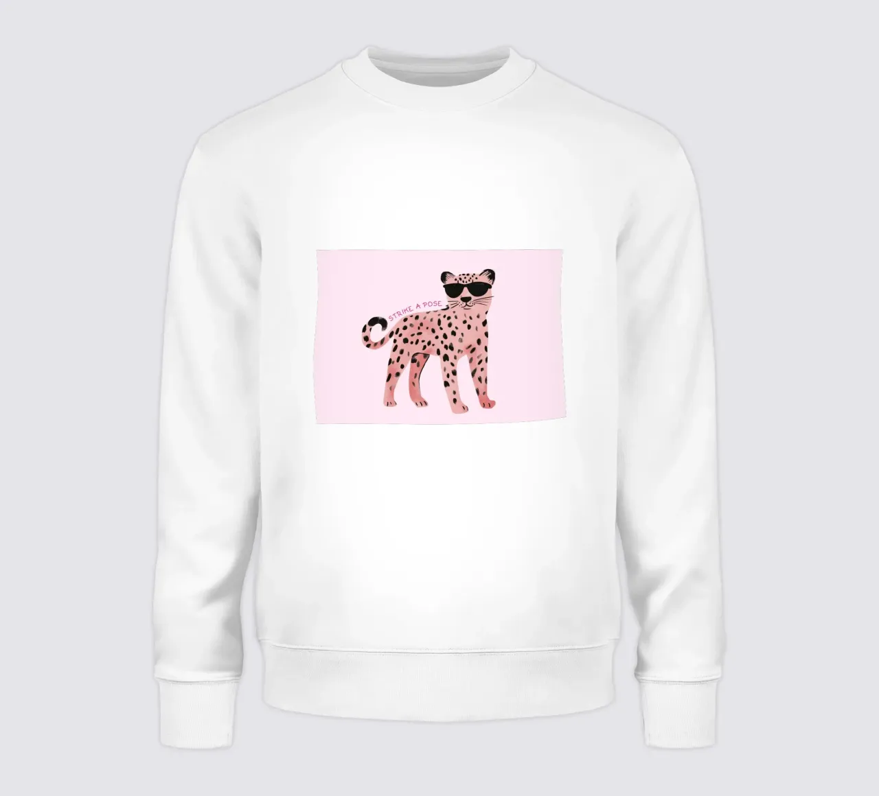 Strike a Pose Rosa Leopard Kunstdruck Sweatshirt von vintagepod