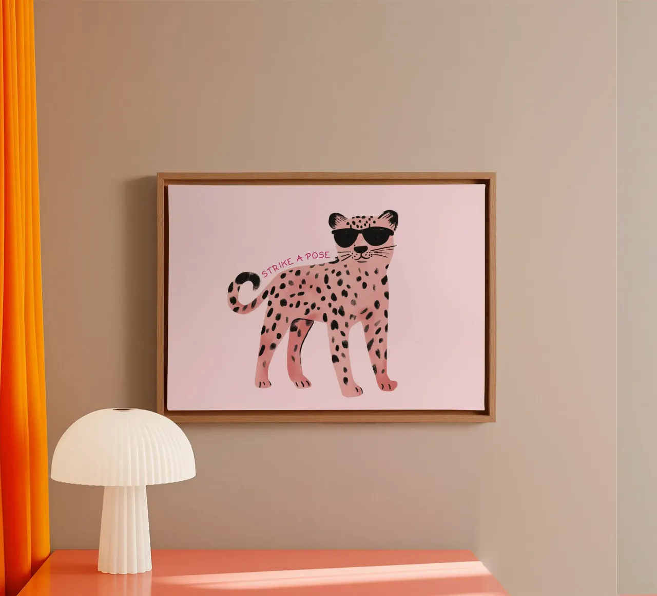 Strike a Pose Rosa Leopard Kunstdruck Leinwand von vintagepod