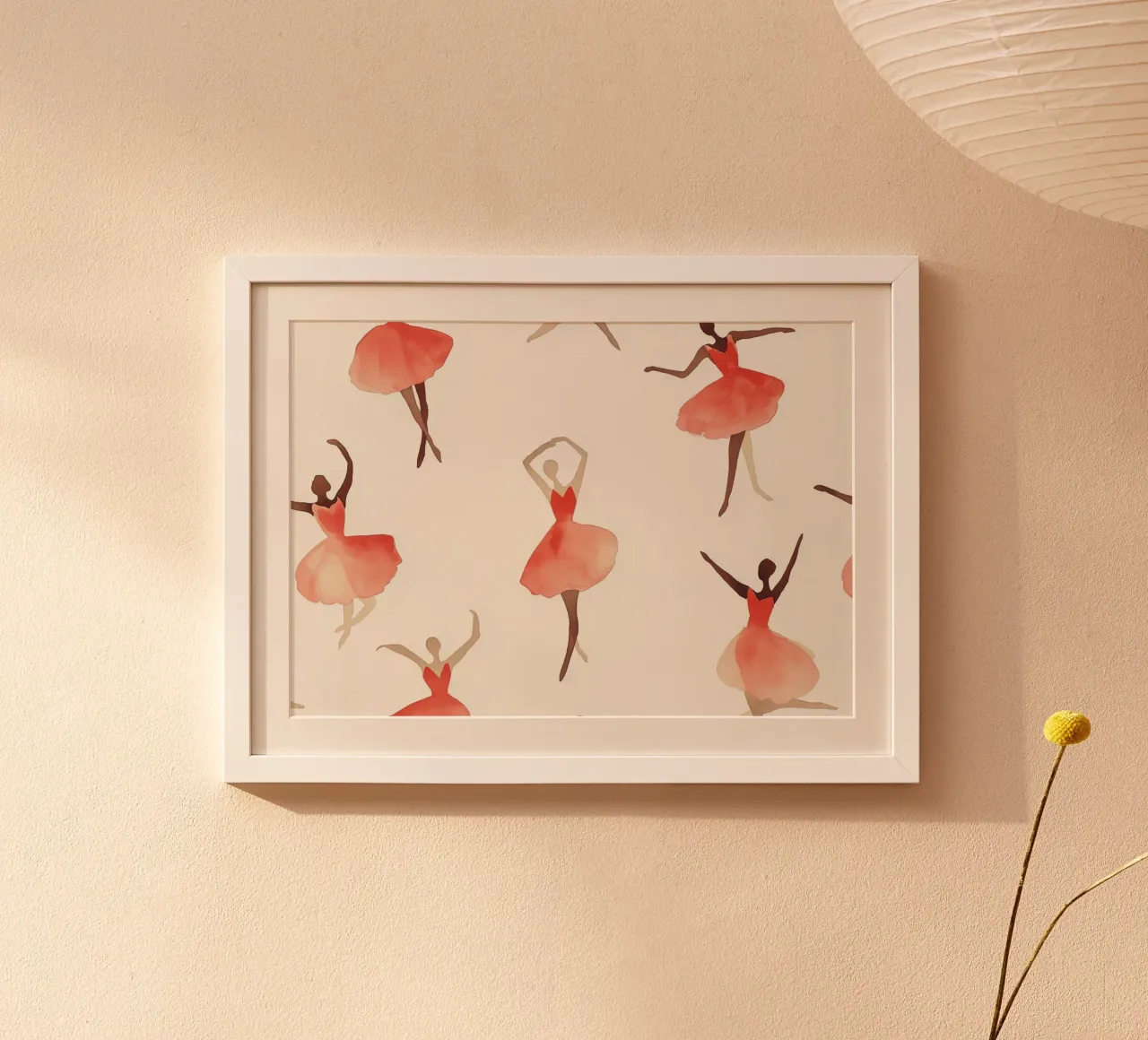 Stampa d'arte sulla danza con acquerello Ballerine eteree poster con telaio in legno da vintagepod