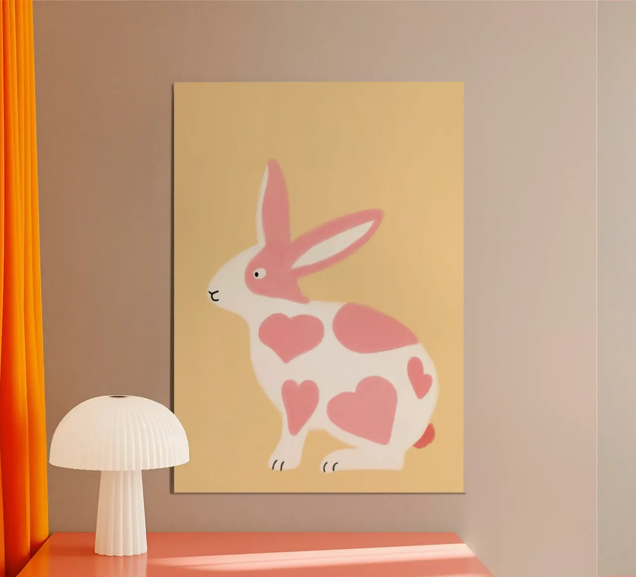 Coniglio carino con cuori rosa, arte coniglietto Kawaii poster da vintagepod