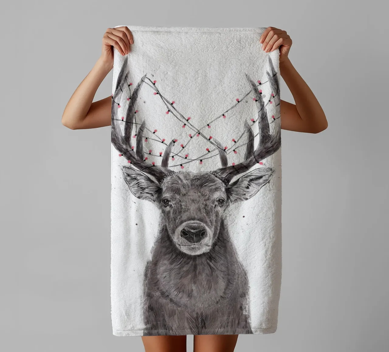 Xmas deer badhanddoek van Balazs Solti