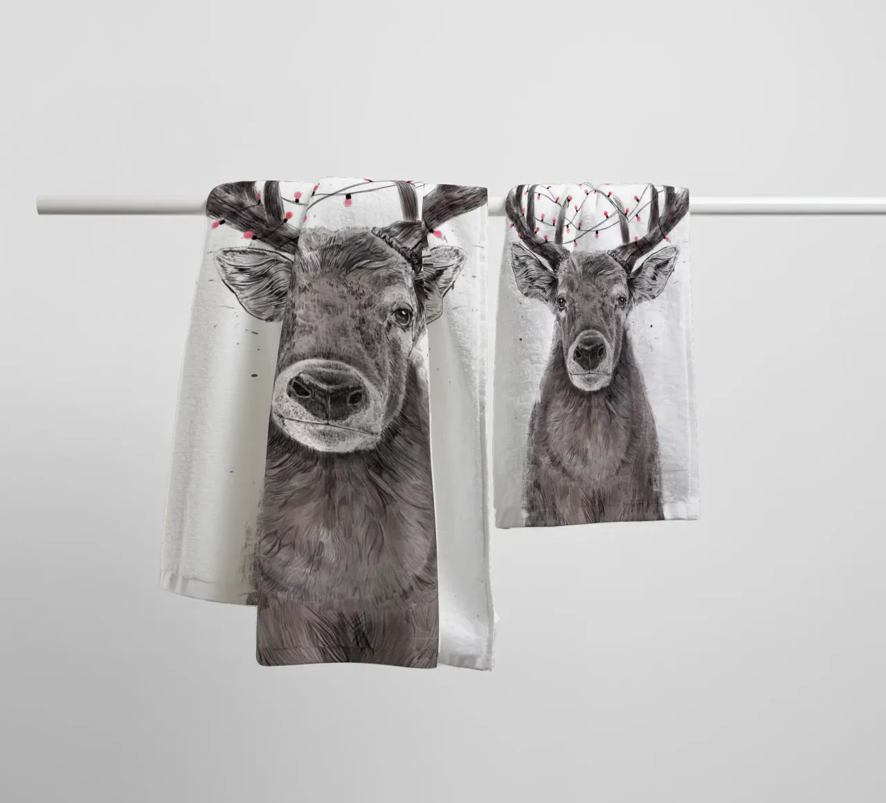 Xmas deer badhanddoek van Balazs Solti