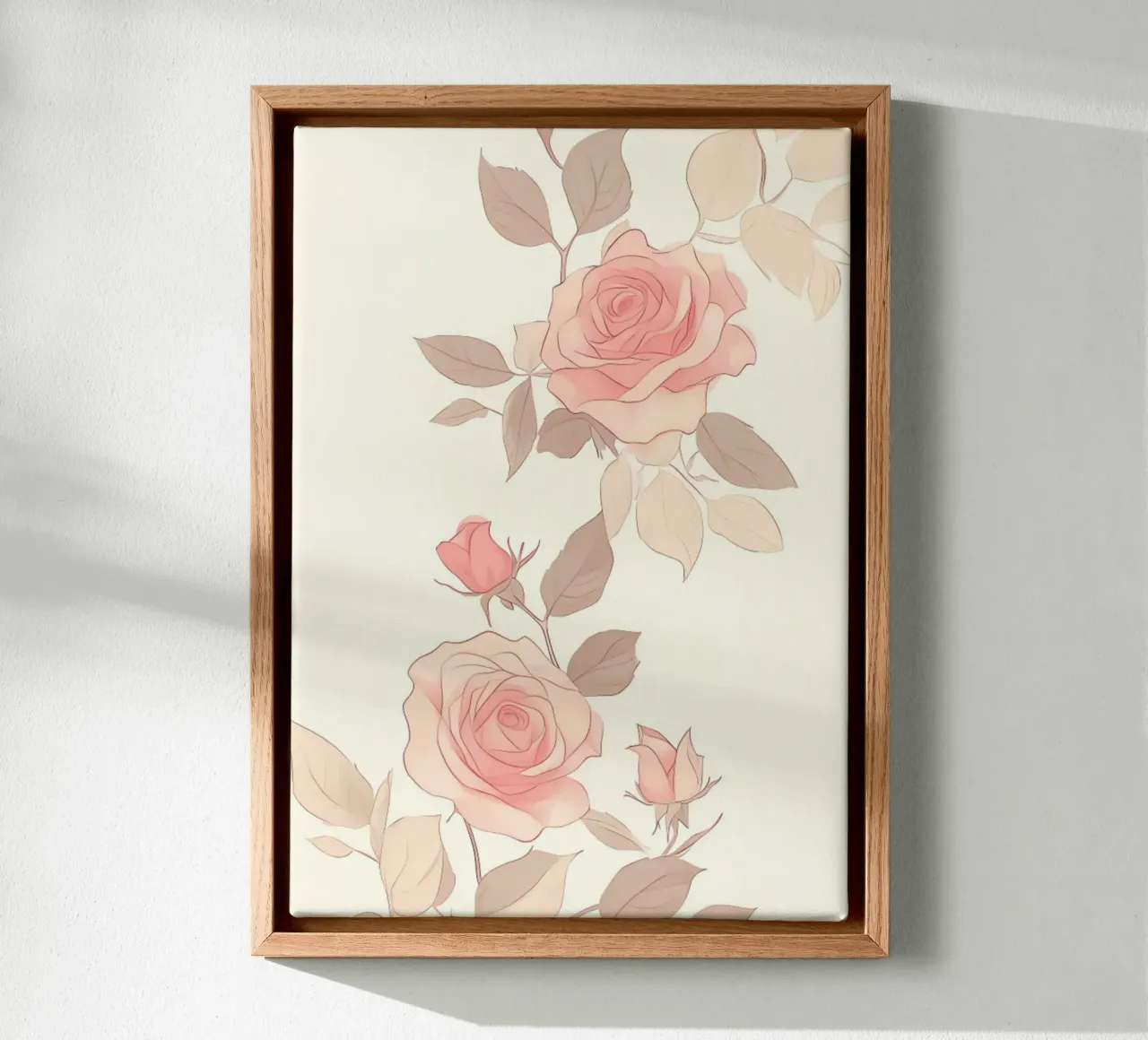 Ätherische Rose Floral Kunstdruck, Pastell Rose Dekor Leinwand mit Schattenfugenrahmen von vintagepod