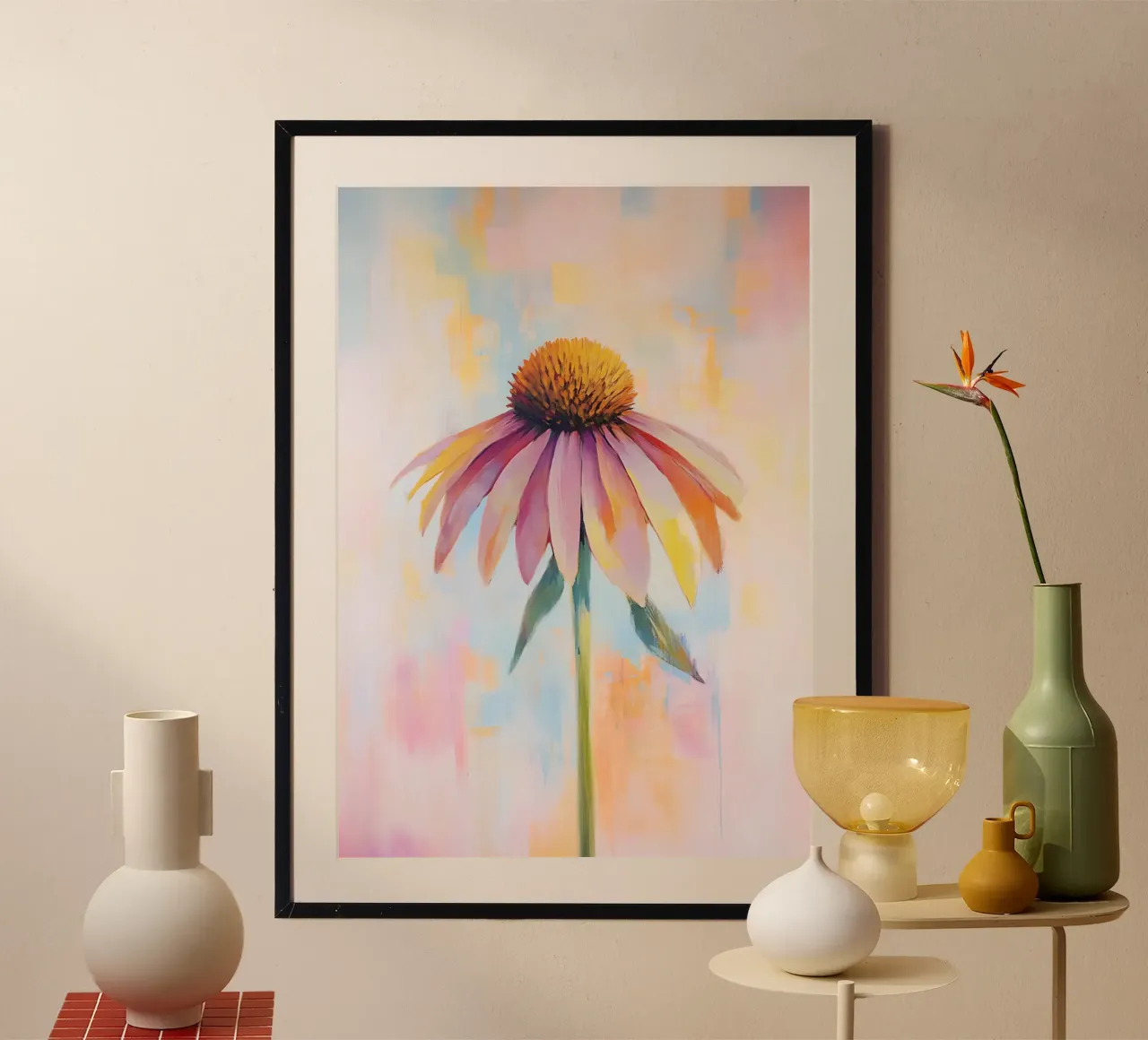 Pittura astratta del fiore di conifera, arte floreale a pastello poster da vintagepod