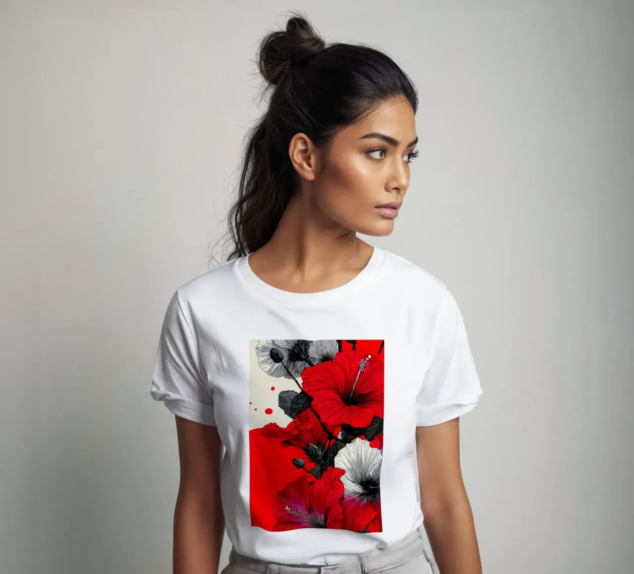 Fiori rossi e bianchi t-shirt da Justyna Jaszke JBJart