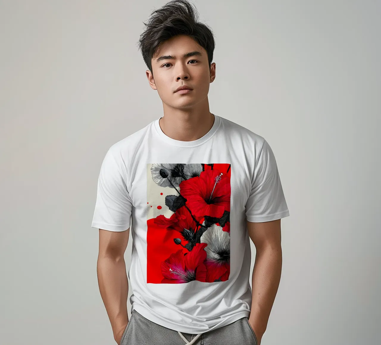 Fiori rossi e bianchi t-shirt da Justyna Jaszke JBJart