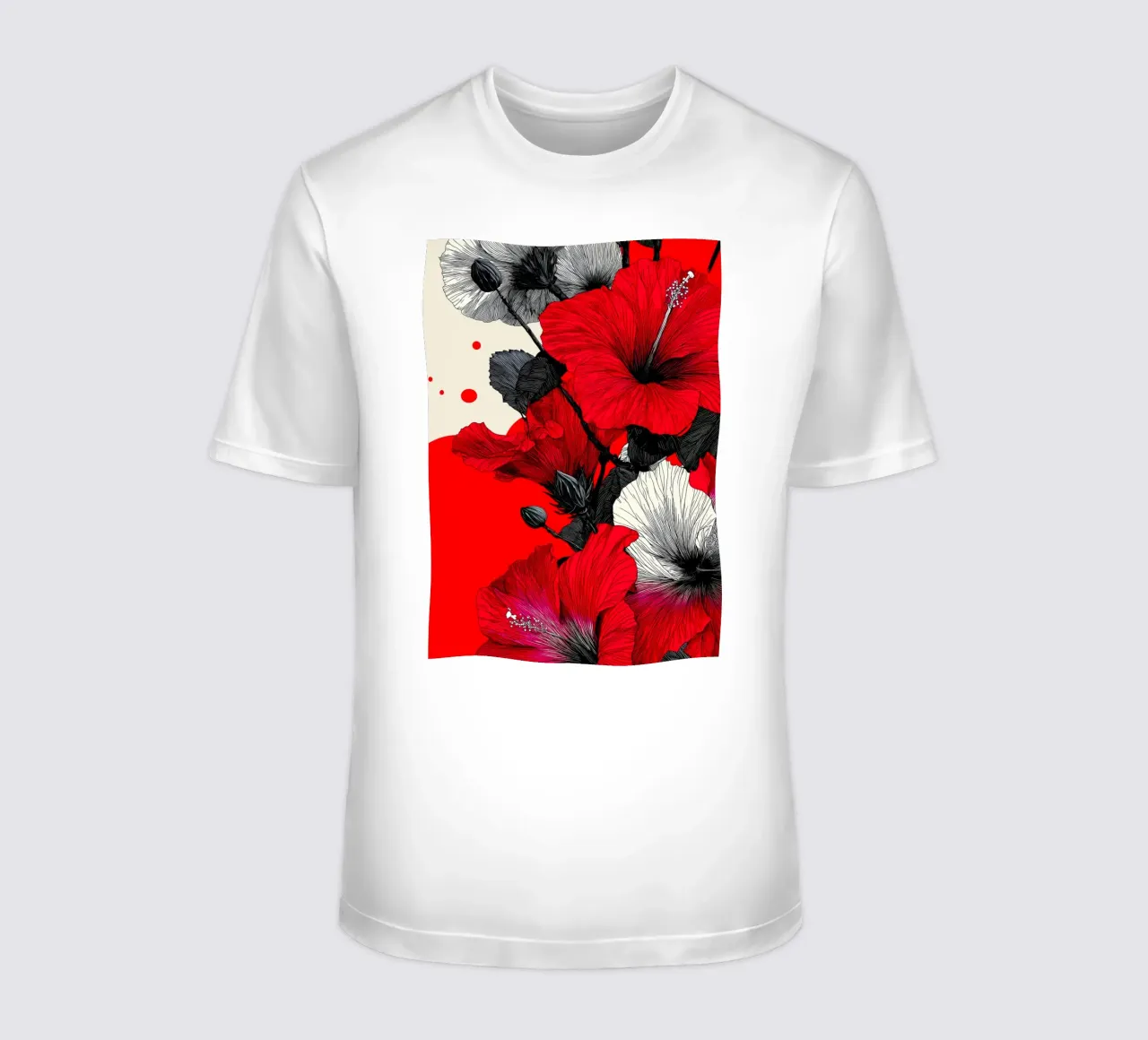 Fiori rossi e bianchi t-shirt da Justyna Jaszke JBJart