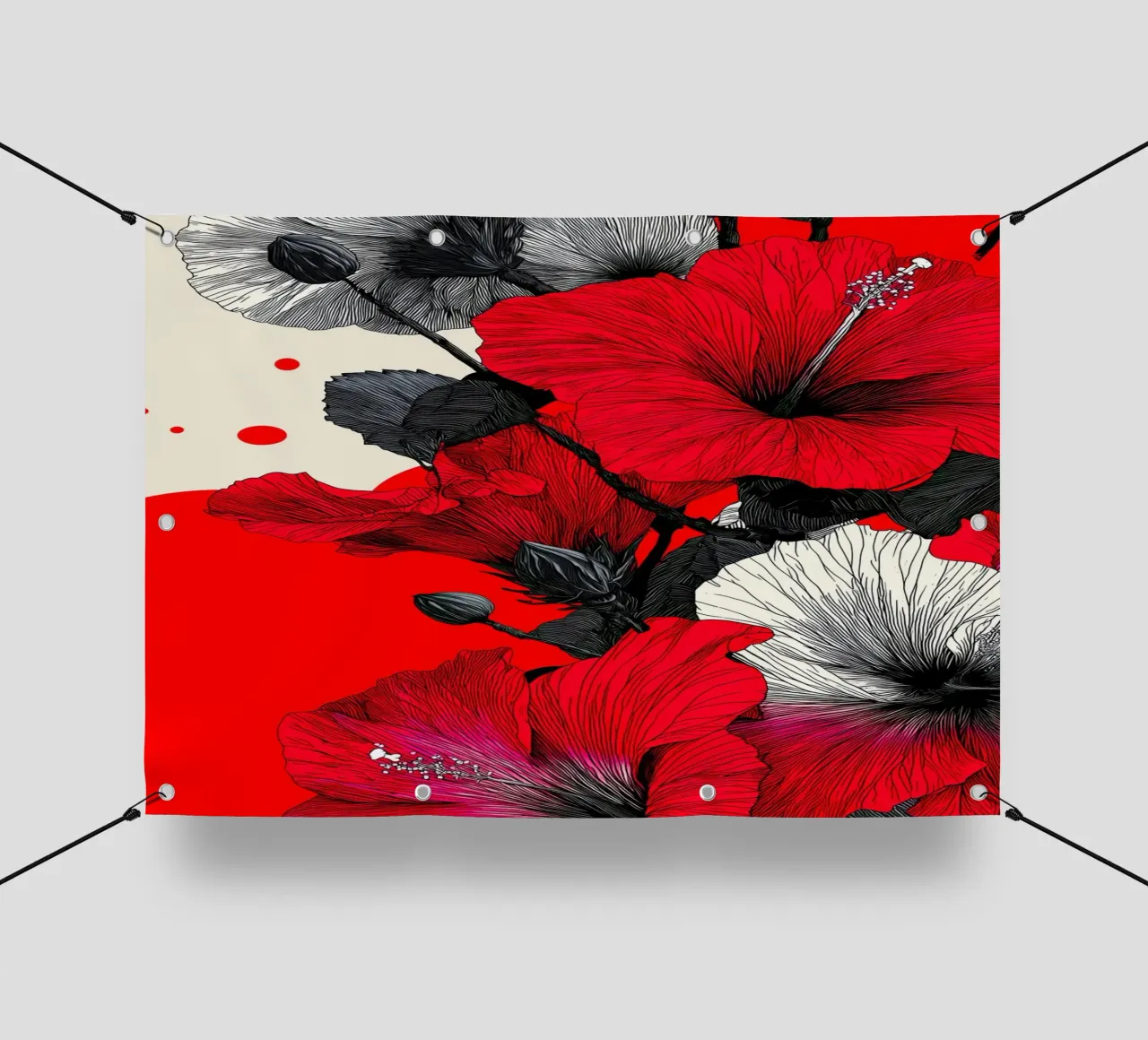 Fiori rossi e bianchi telo in pvc da Justyna Jaszke JBJart