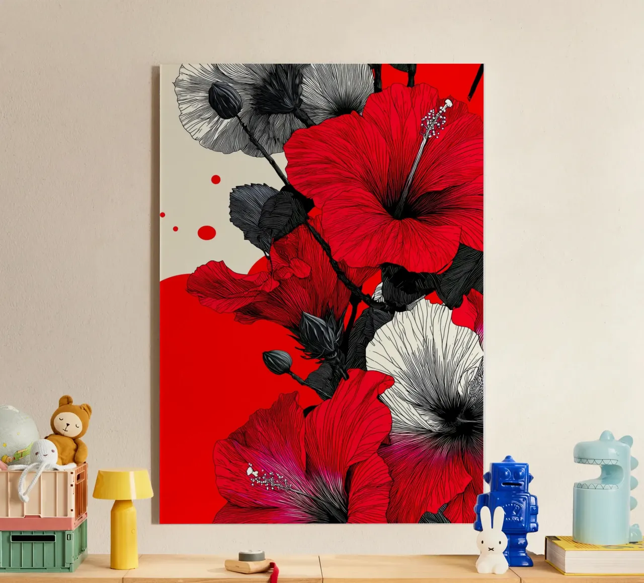 Fiori rossi e bianchi plexiglass da Justyna Jaszke JBJart