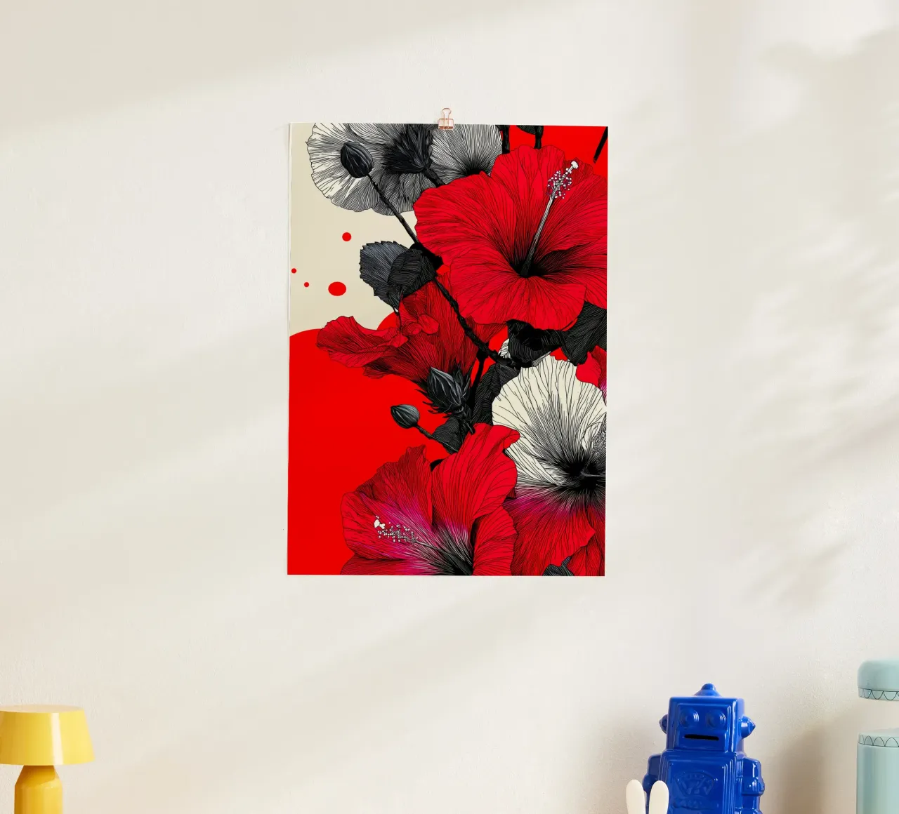 Fiori rossi e bianchi poster con telaio in alluminio da Justyna Jaszke JBJart