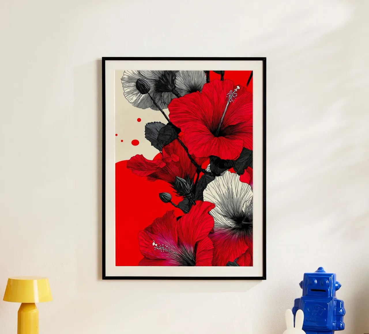 Fiori rossi e bianchi poster con telaio in alluminio da Justyna Jaszke JBJart
