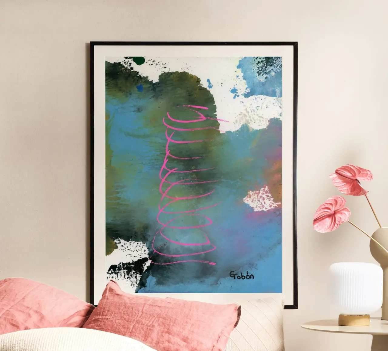 Pink tornado poster con telaio in plastica da gtobonart