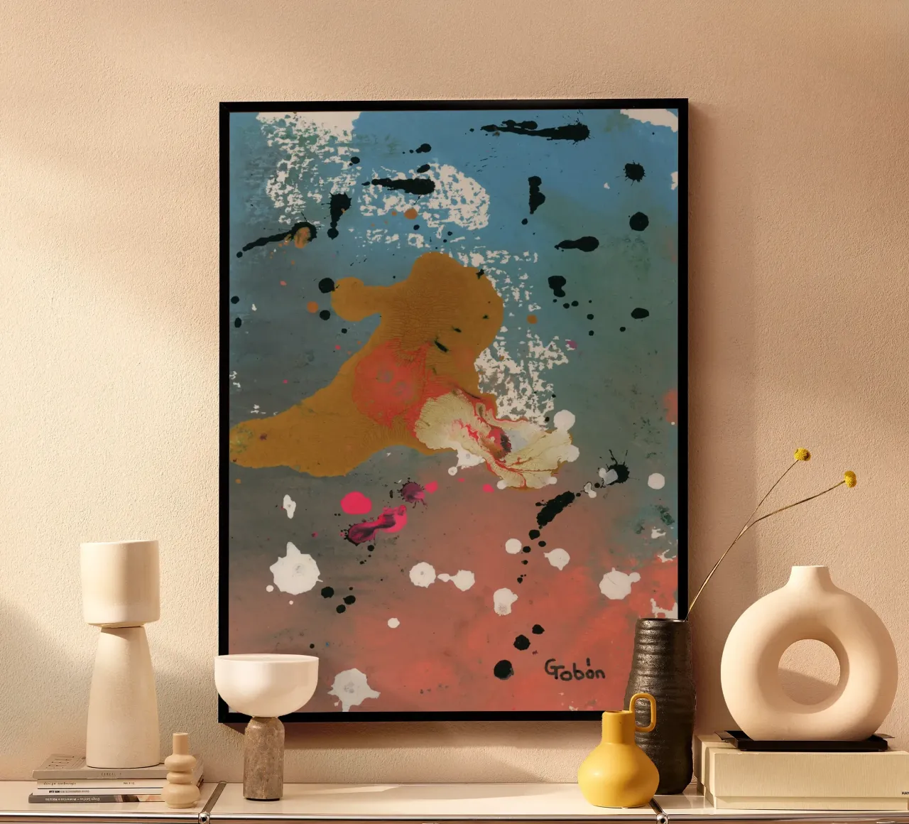 Ocean creatures poster con telaio in legno da gtobonart