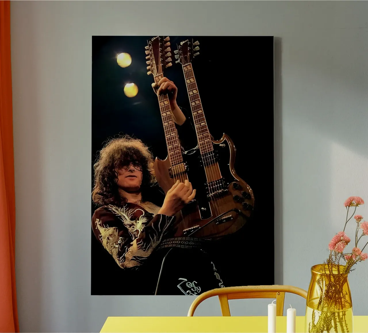Jimmy page canvas with Floater frame by Low poly art