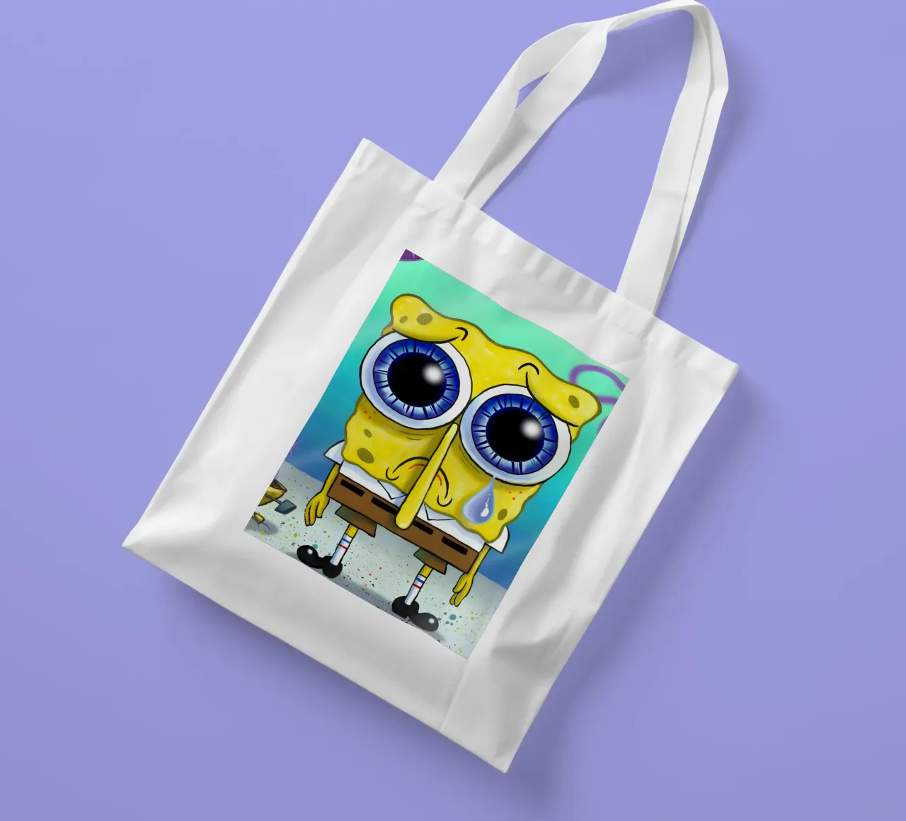 sad SpongeBob borsa in juta da Low poly art
