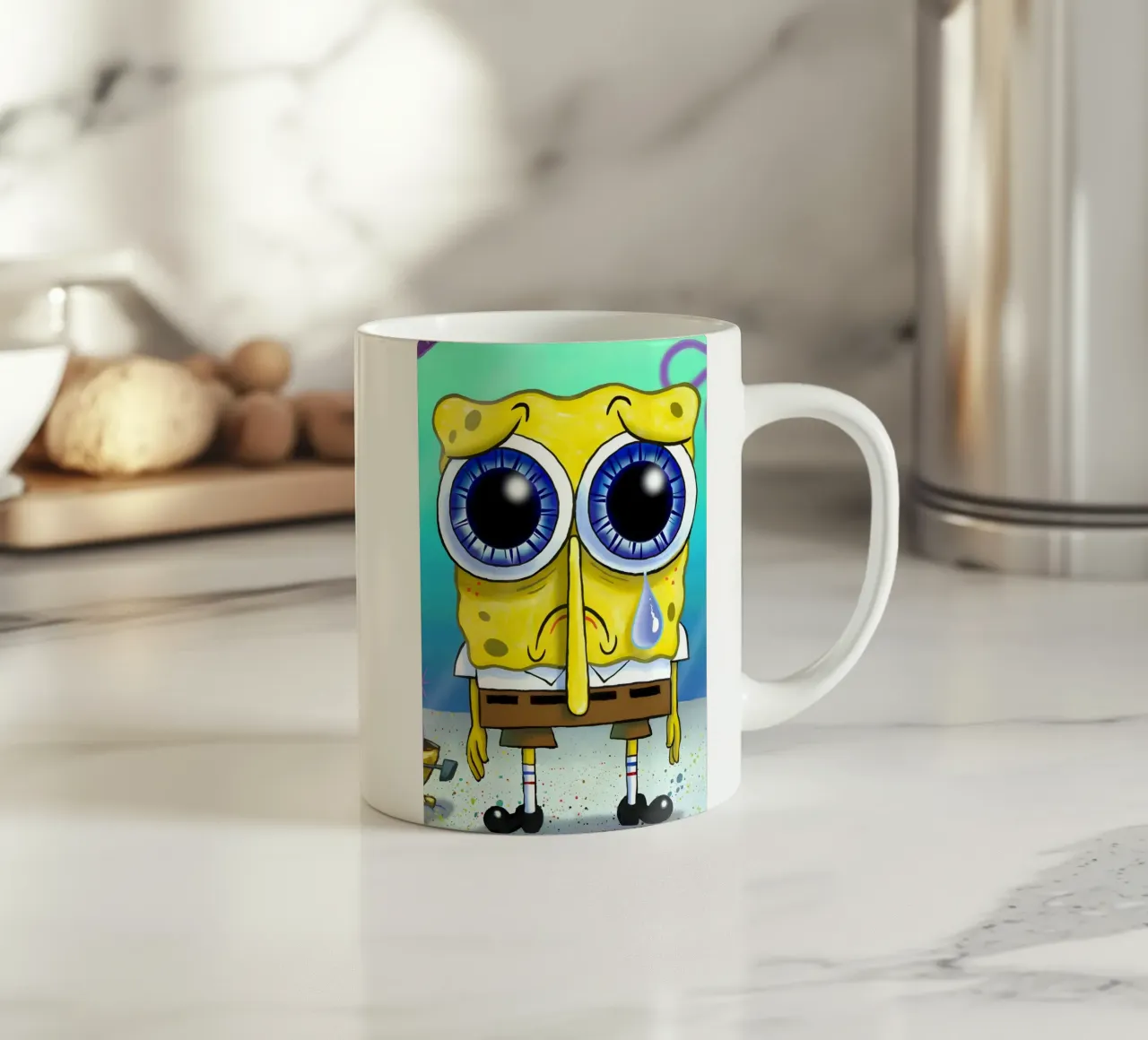 sad SpongeBob tazza in ceramica da Low poly art