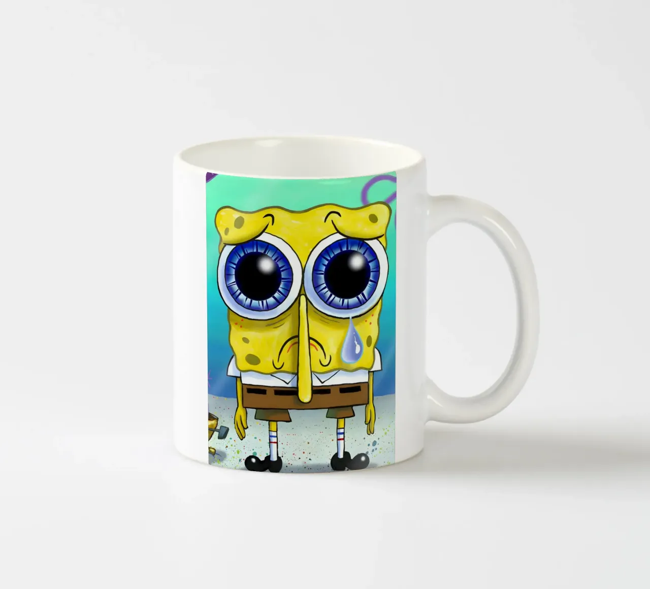 sad SpongeBob tazza in ceramica da Low poly art