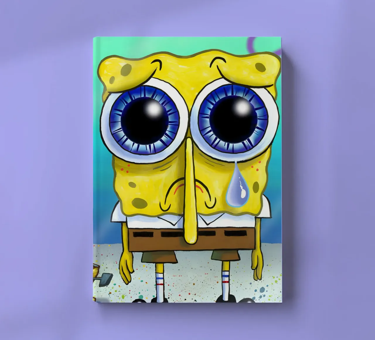 sad SpongeBob notebook by Low poly art