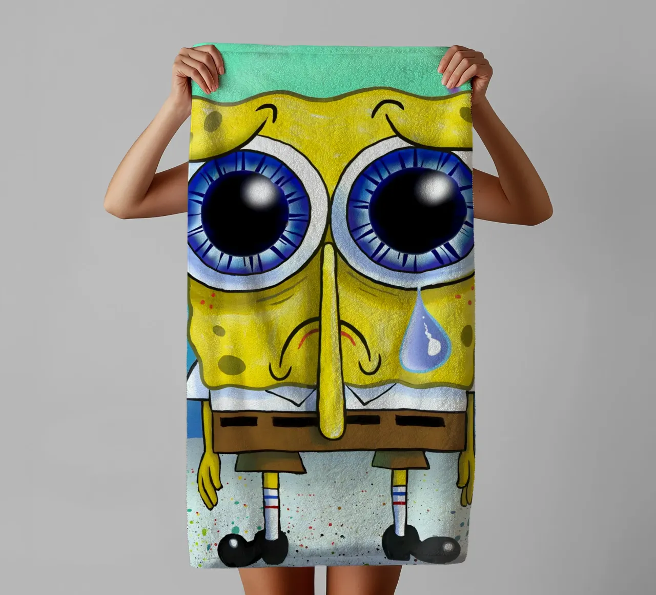 sad SpongeBob asciugamano da bagno da Low poly art