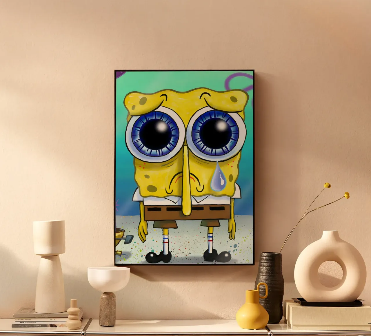 sad SpongeBob plexiglass da Low poly art