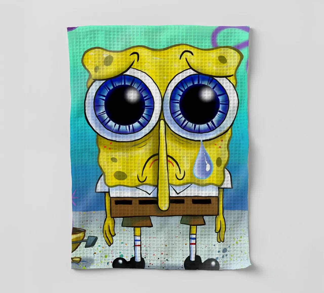 sad SpongeBob torchon de Low poly art