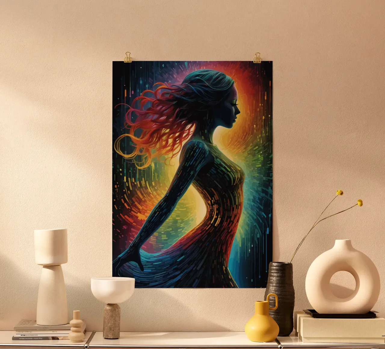 Donna digitale multicolore poster da LM2KONE