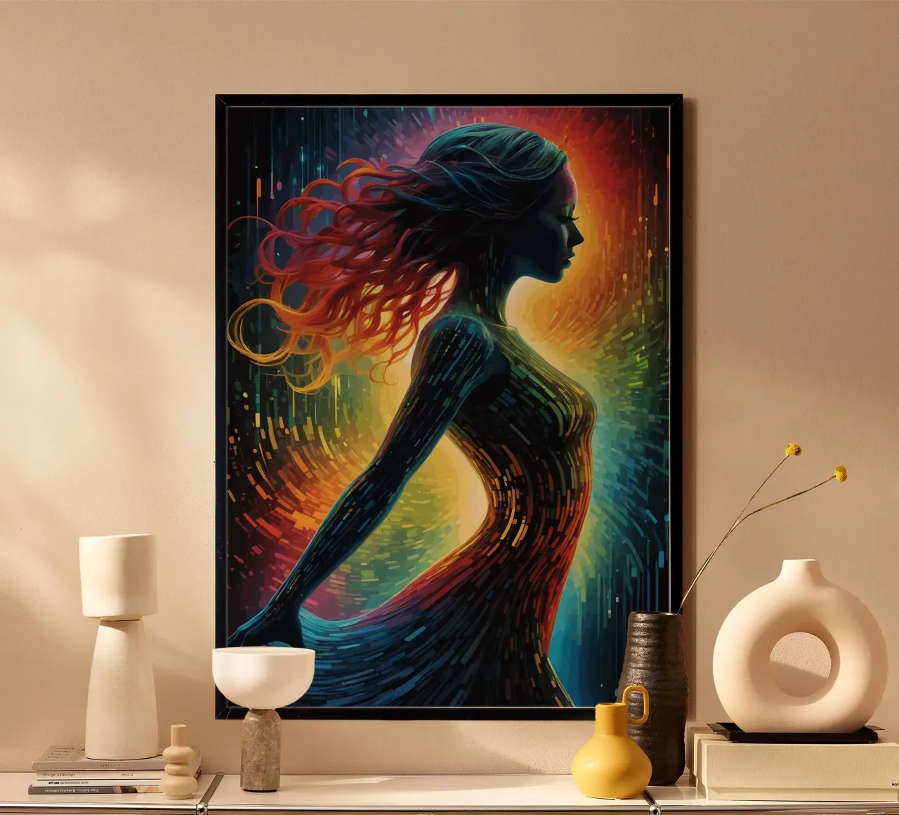 Donna digitale multicolore poster da LM2KONE