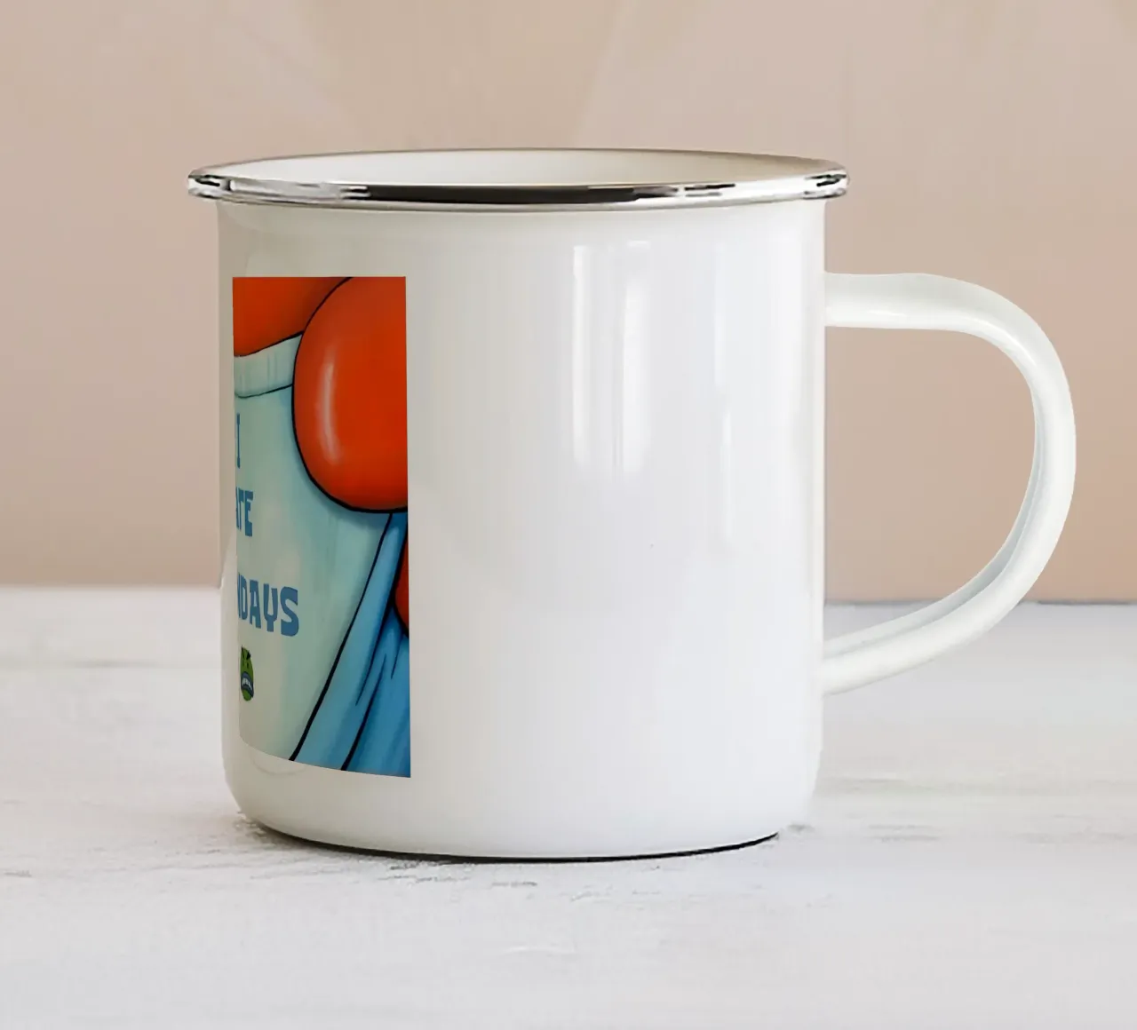 I Hate Mondays tazza in smalto da Type & Tape