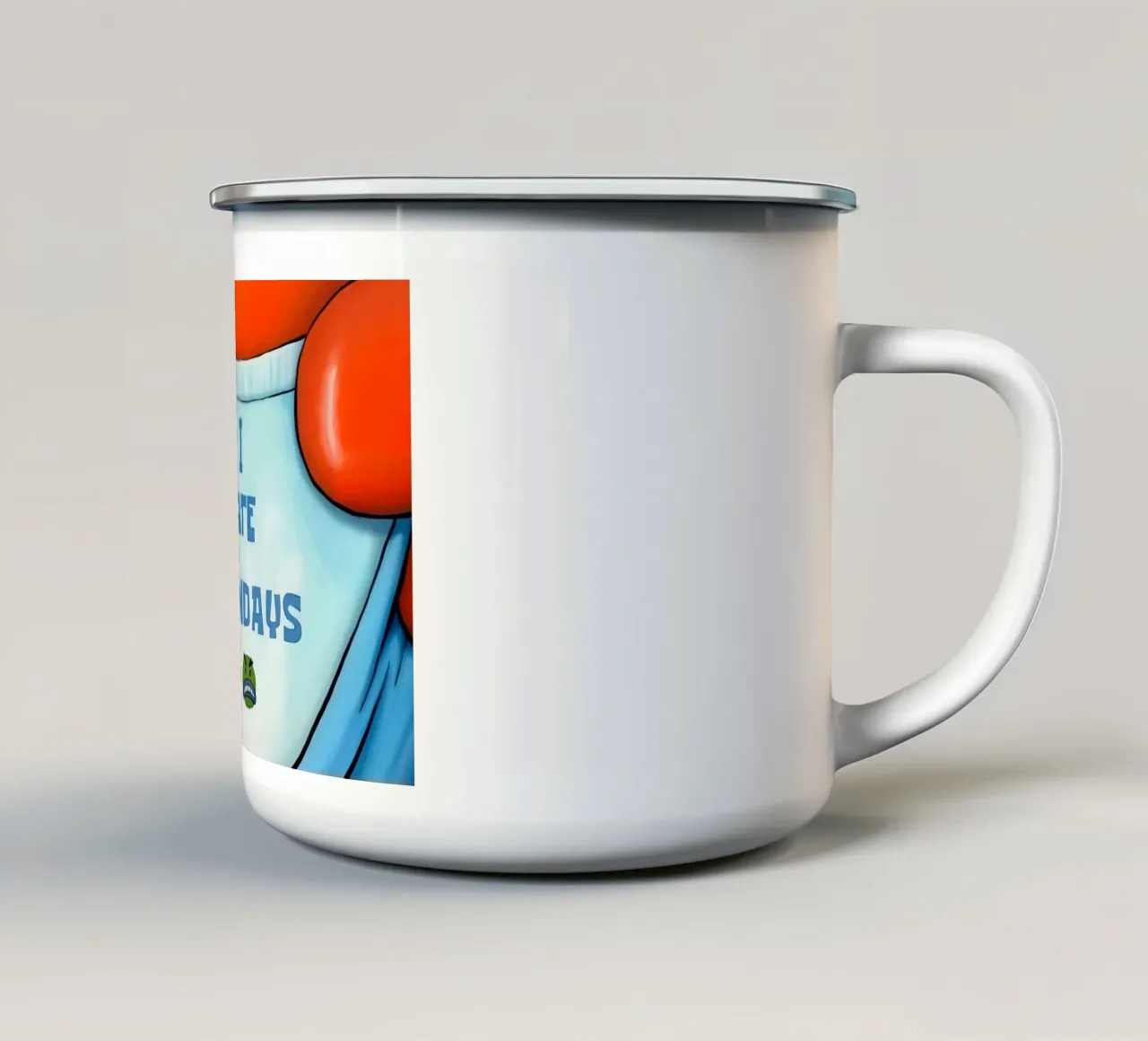 I Hate Mondays tazza in smalto da Type & Tape