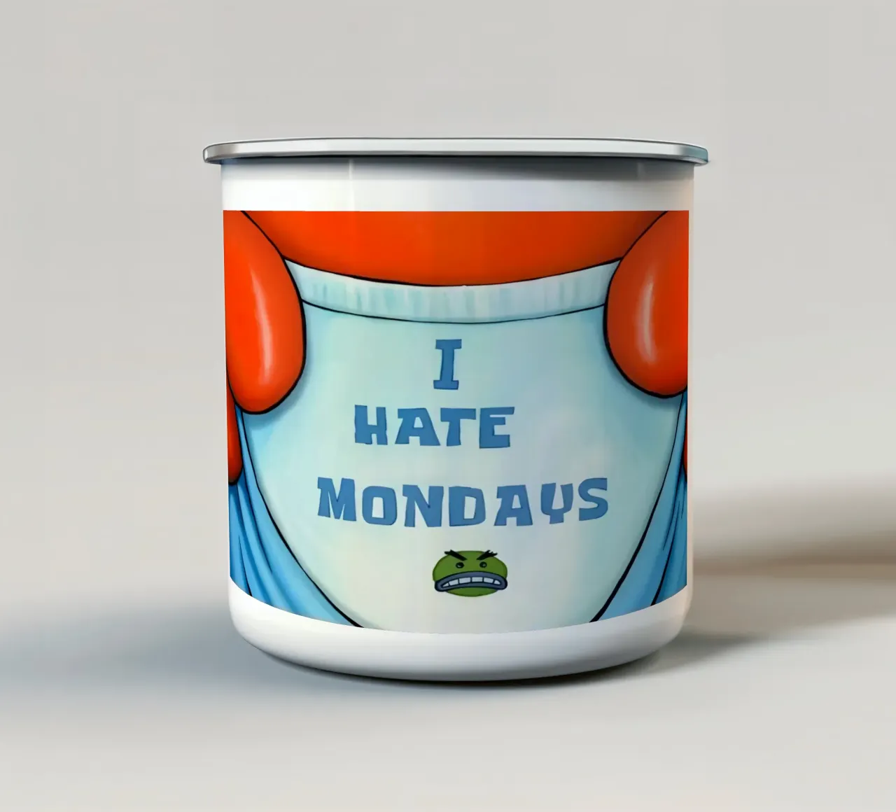 I Hate Mondays tazza in smalto da Type & Tape