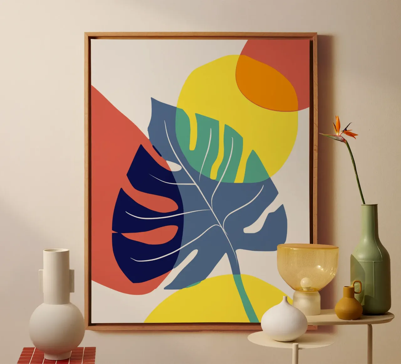 Monstera tropicale tela con Cornice a cassetta da Little Dean