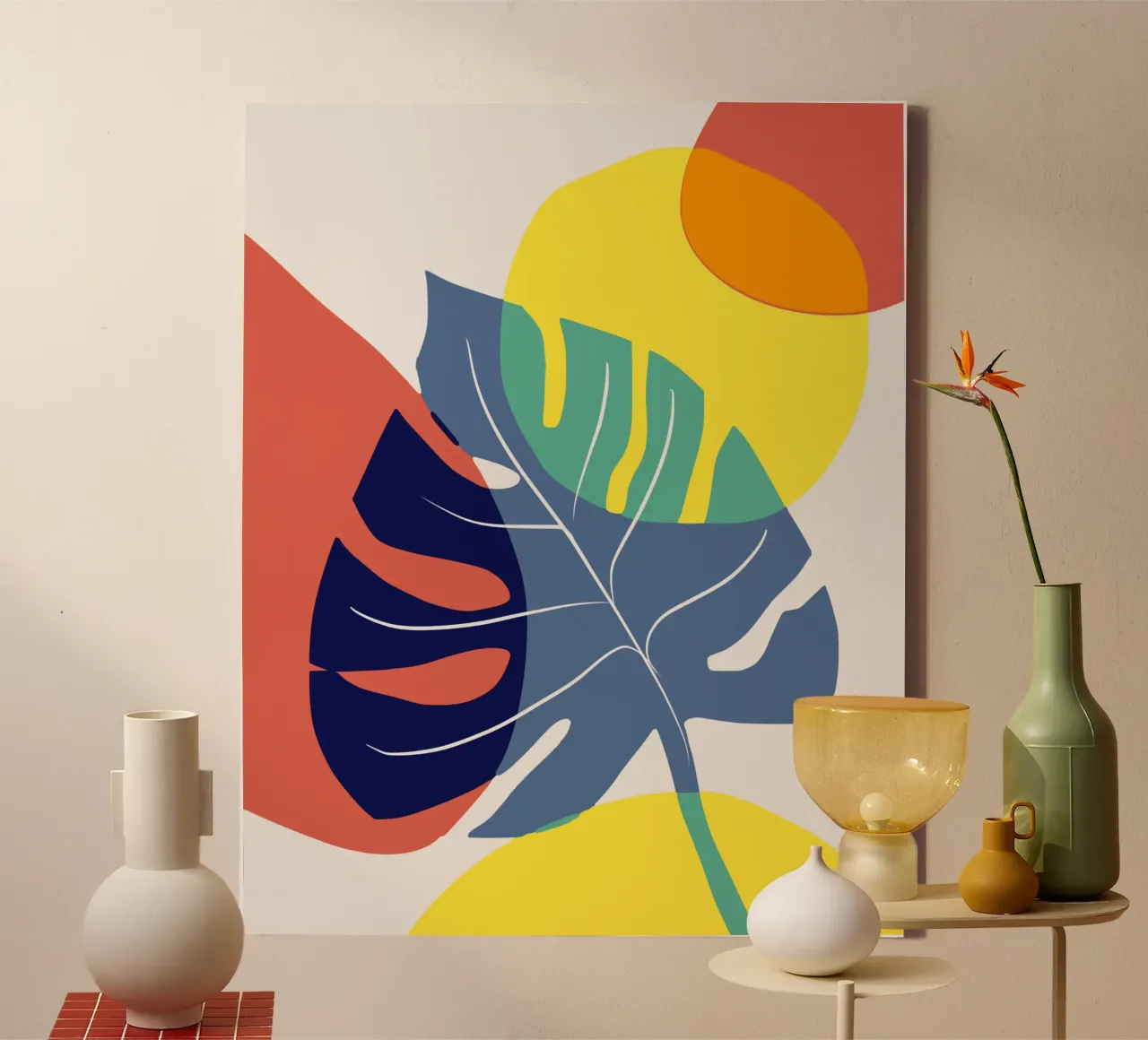 Monstera tropicale tela con Cornice a cassetta da Little Dean
