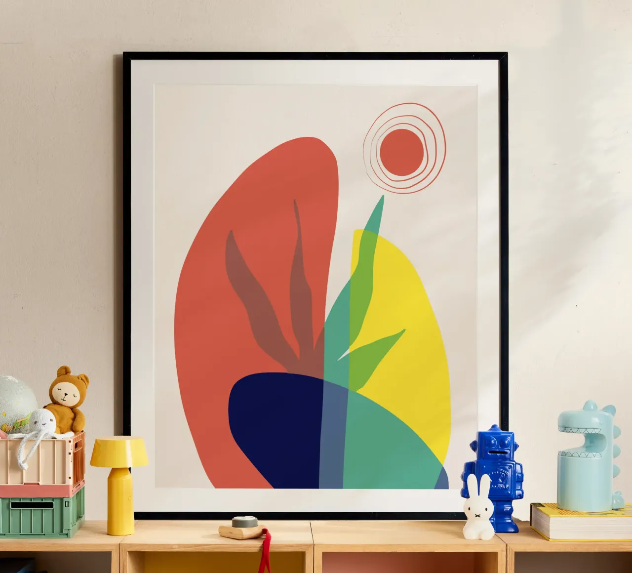 Felce tropicale poster con telaio in legno da Little Dean