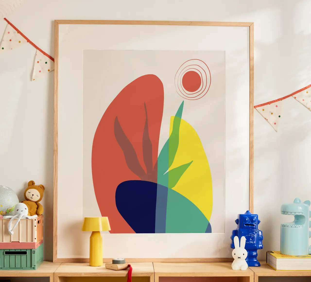 Felce tropicale poster con telaio in legno da Little Dean