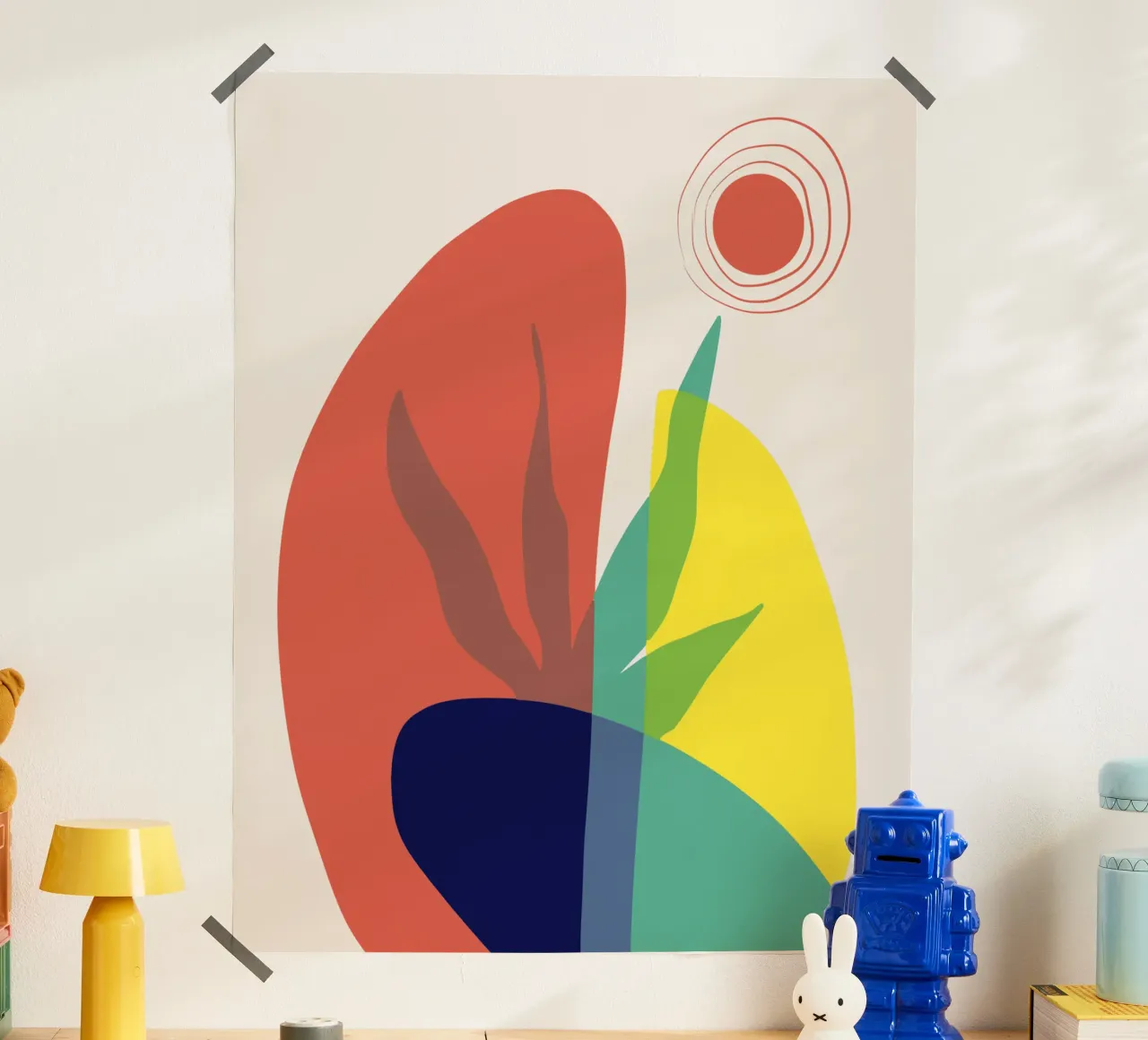 Felce tropicale poster con telaio in legno da Little Dean