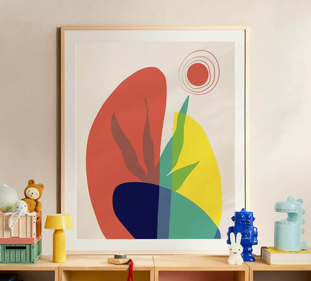 Felce tropicale poster con telaio in legno da Little Dean