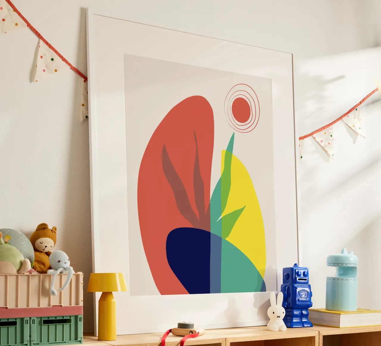 Felce tropicale poster con telaio in legno da Little Dean