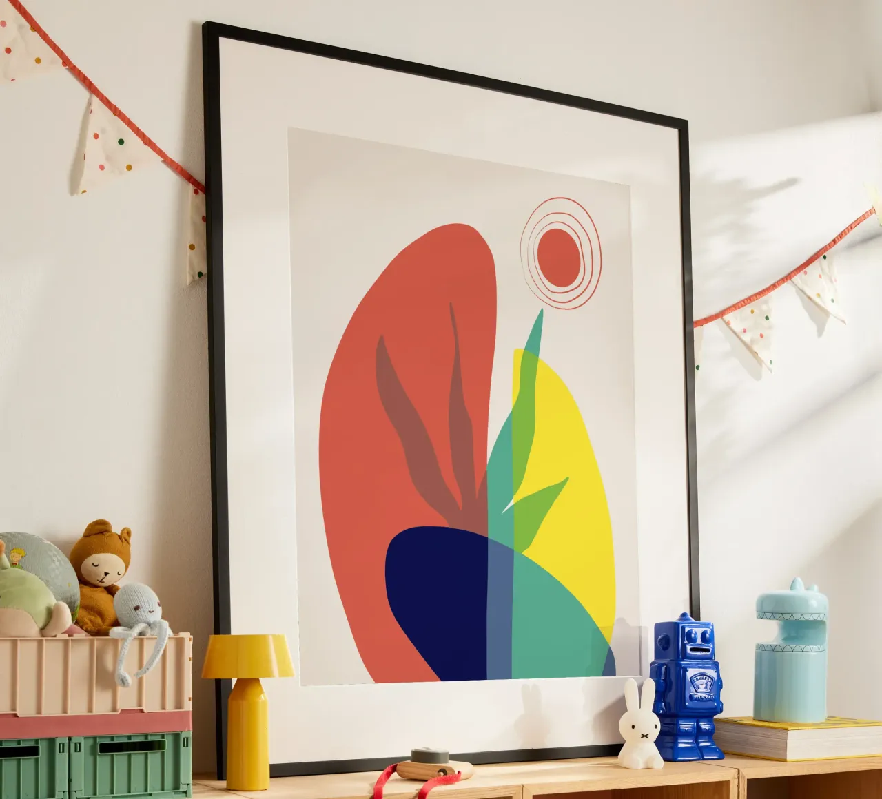 Felce tropicale poster con telaio in legno da Little Dean