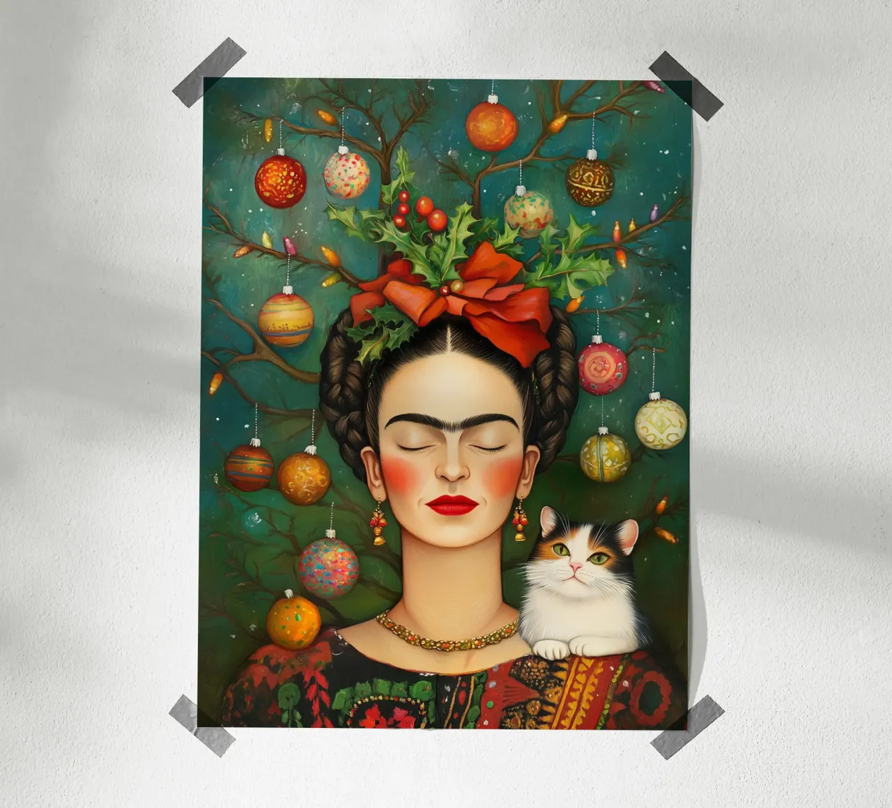 Frida nella foresta invernale poster da Carinaprint