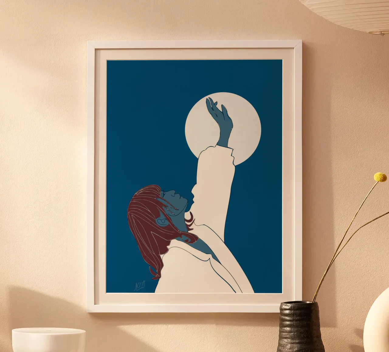 Cara sorella luna poster con telaio in legno da LaylaOzPortraits