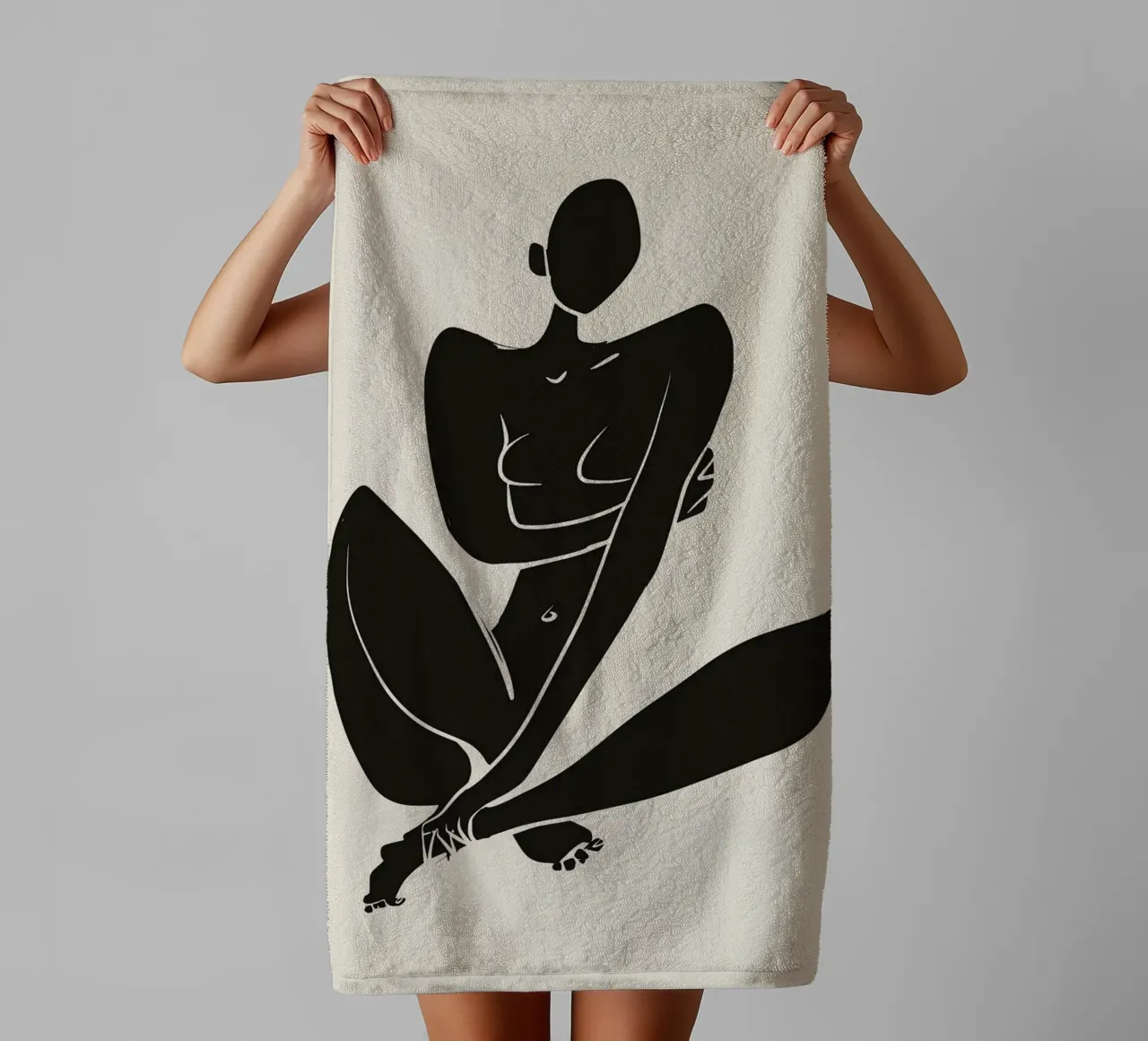 Nudo in nero 04 asciugamano da bagno da Little Dean